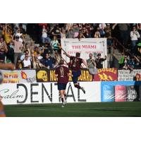 Detroit City FC celebrates a goal against Miami FC