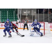 Syracuse Crunch defenseman Tyson Feist and goaltender Matt Tomkins vs. the Belleville Senators