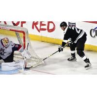 Allen Americans defend the net against the Wichita Thunder