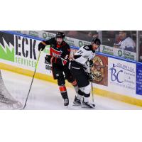 Wichita Thunder forward Jay Dickman (right) vs. the Kansas City Mavericks