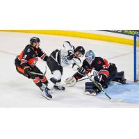 Wichita Thunder look for a score against the Kansas City Mavericks