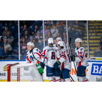 Springfield Thunderbirds' Marcus Sylvegård, Samuel Johannesson, Dalibor Dvorský, and Aleksanteri Kaskimäki on game night