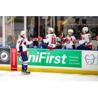 South Carolina Stingrays' Alexander Suzdalev congratulates Kyler Kupka