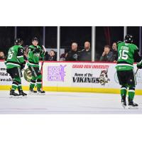 Texas Stars' Matej Blümel, Cameron Hughes, and Christian Kyrou on the ice